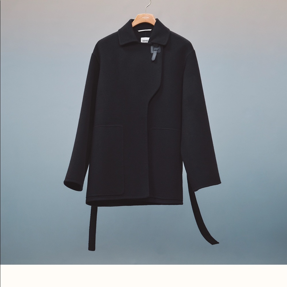 Hermes black double cashmere coat - Picture 10 of 12